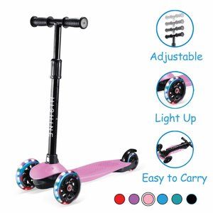 Kick Scooter for Kids with 3 Light Up Wheels and Adjustable Height for 2-7 Yea